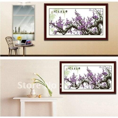 Embroidery Package 3 Pieces (1 lot=3 pieces) Luxurious Top-Grade Tree Flowers Sun Bamboo Cross Stitch 5-15Business Days
