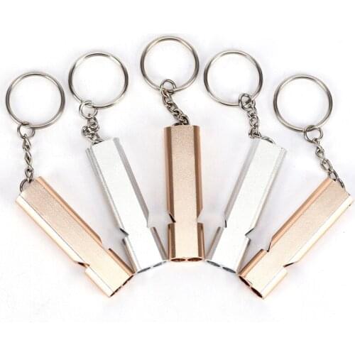 High Quality Double-frequency Whistle Keychain Emergency Survival Keychain Bag Holder Aluminum Alloy Accessory Tool