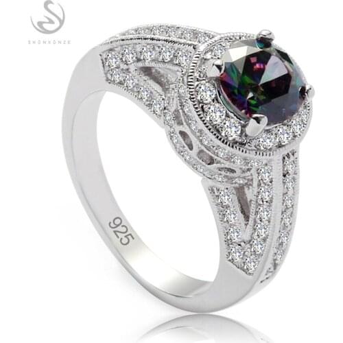 Eulonvan 925 sterling silver Engagement wedding rings jewelry career for Noble women Rainbow Cubic Zirconia S-3798 size 6 7 8 9