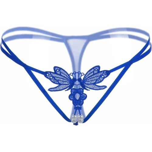Hot Sale Women Thongs And Low-Waist G Strings Open Pearl Massage Transparent Lace Temptations Hollow Panties Free From Of Ladies