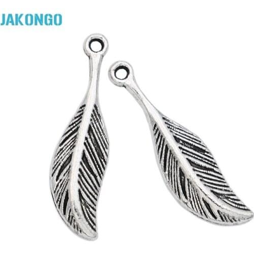 10pcs Tibetan Silver Plated Leaf Charms Pendants for Jewelry Making Earrings DIY Handmade Craft 29x8mm