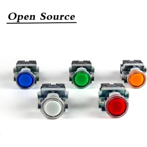22mm Self-reset/Momentary XB2-BW Metal Push Button Switch with LED Light NO/NC 12V 24V 220V 380V Green Red Yellow Blue White