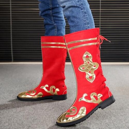 3 colors china mongolian boots national dance boots minority shoes sun wukong boots soldier cosplay halloween boots