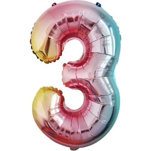 32inch Iridescent Rainbow Color Number Foil Balloons Birthday Wedding Party Decoration Digital Balloon Number Air Ballon Globos