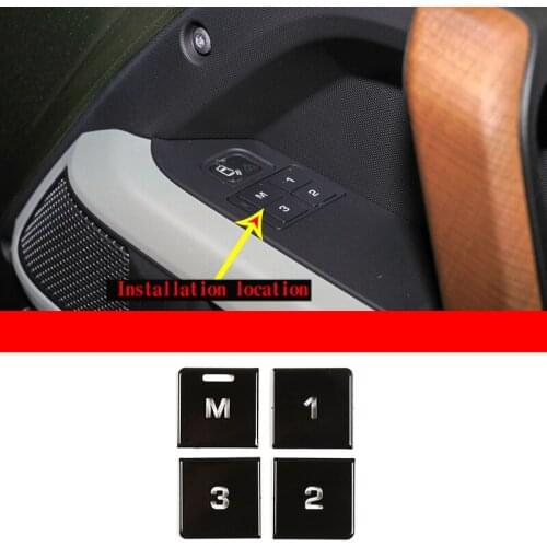 Car Interior 4 Pcs Set ABS Bright Black For Land Rover Seat Memory Button M123 Sticker Car Modification Accessories