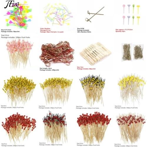 50PCS/80PCS/100Pcs Bamboo Food Picks Buffet Cupcake Fruit Fork Party Cake Dessert Vegetable Sticks Cocktail Toothpick Skewer