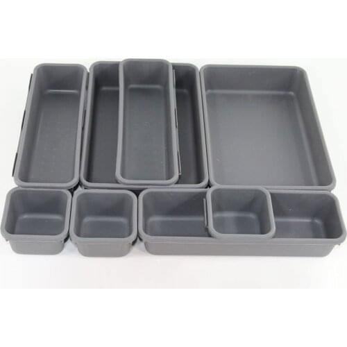 8Pcs Cluttery Drawer Organizers Storage Interlocking Narrow Bin Durable For Bathroom Office Multi-Purpose Table Organizer