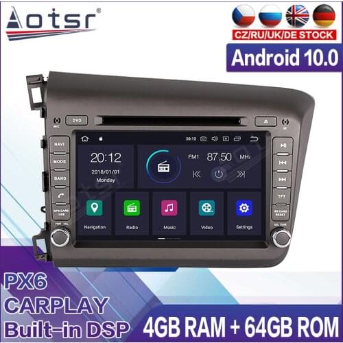 For Honda Civic 2012-2015 Car Multimedia Radio Player Stereo Screen Android 10.0 DSP 7 inch IPS screen Audio GPS Navi head unit