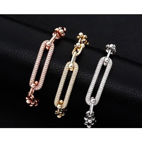 GUCY Hip hop Style Inlay Zircon Wristband bracelet Fashion With 1.5inch Tail chain Hip Hop Fashion Charm Jewelry For Gift