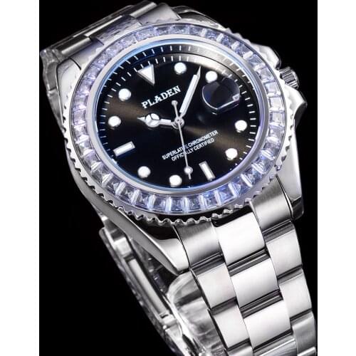 Pladen Sports Luxury Men Watches Original Diamond Stainless Steel Timepieces Aaa Waterproof Watch Man Fashion Quartz Wristwatch