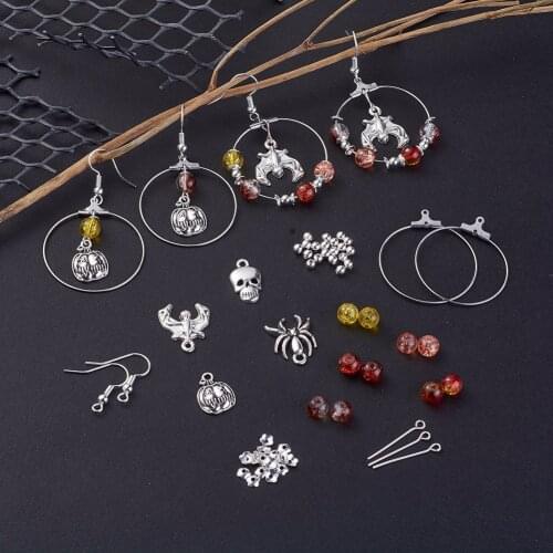 Floral Glass Halloween Alloy Pendant Earrings DIY Suit Handmade Earrings Ornament Accessories Wholesale jewlery making supplies