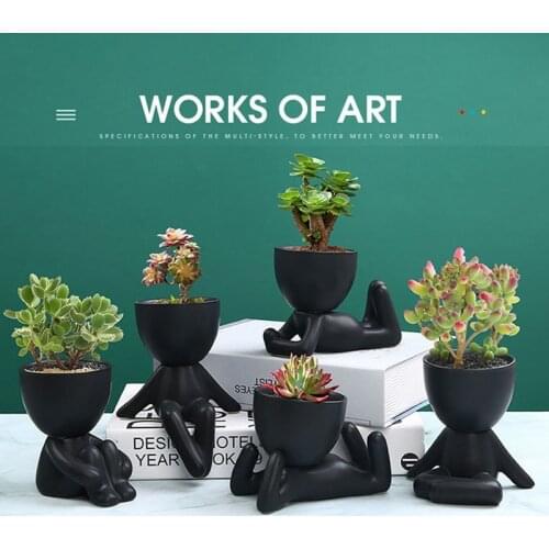 Mini Bonsai Character Ceramic Flowerpot Desktop Plant Pot Succulent Pot Green Plants Ornaments