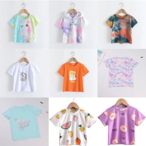 Toddler Kids Clothes 2-6 Years Unicorn Girls T-Shirt Boys Short Sleeve Tops New Cartoon Printing Tees Children Birthday Party