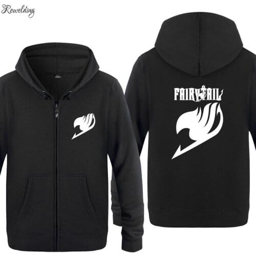 Fairy Tail Printed Hoodies Men Anime Fleece Long Sleeve Zipper Jacket Sweatshirt Coat Winter Fitness Tracksuit Moleton Masculino