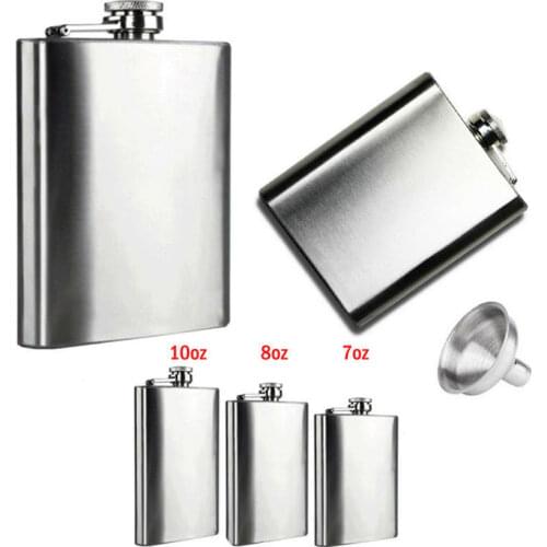 Stainless Steel Hip Flask Liquor Whiskey Alcohol Pocket Wine Bottle 7 8 10 Ounces Flask Bottle Bar