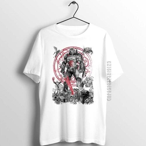 Unix T Shirt Men Guys Doom Eternal Hell Printed Male Cotton Graphic Designer T-shirts Adult Summer Clothes