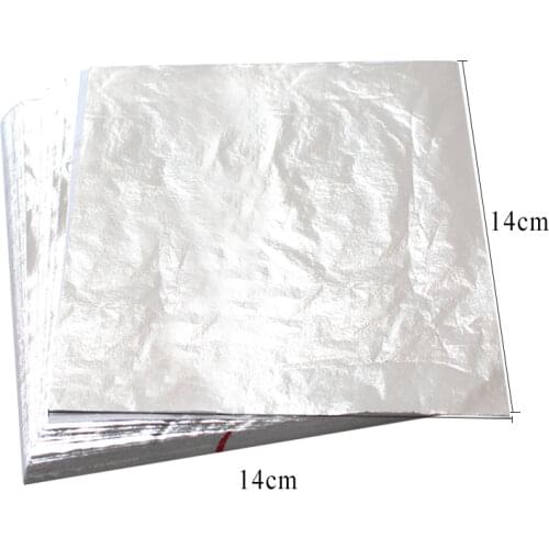 Imitation Silver Leaf Foil Sheets Aluminum Leaf for Gilding Art Craft Work Nail Decoration 100pcs 14X14cm Silver Leaf Foil Paper