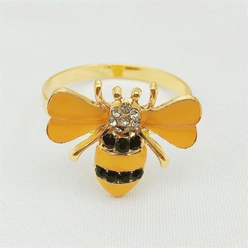6pcs/spot new metal inlaid imitation diamond bee three-color optional color western table decoration etiquette jewelry