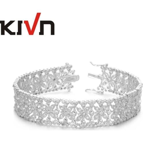 KIVN Fashion Jewelry Flower Classic CZ Cubic Zirconia Womens Girls Bridal Wedding Bracelets Promotion Birthday Christmas Gifts