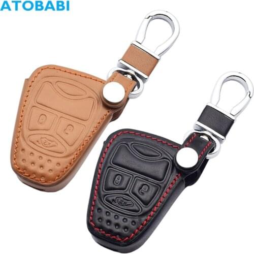 Leather Car Key Cases Remote Control Cover Jacket For Jeep Grand Cherokee Commander Liberty Dodge Avenger Charger Durango Magnum