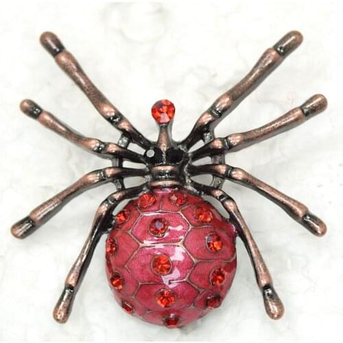 Red Rhinestone Enamel Spider Pin brooches C598 C3