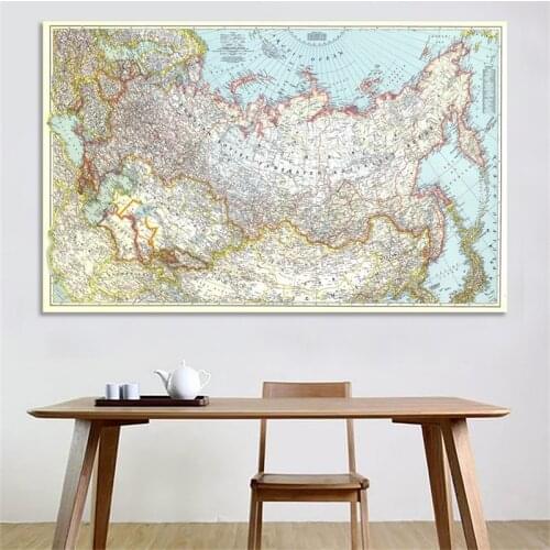 1pc Map of Russia Creative 1944 Russia Map Wall Sticker 90*60cm Vintage Home Decoration Wall Stickers Posters and Prints