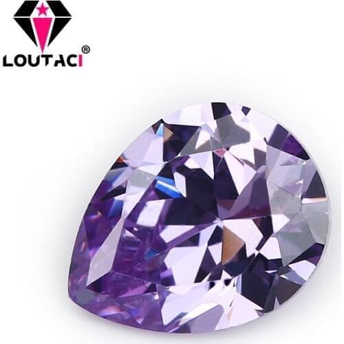 LOUTACI Modern Ceremony Wedding Jewelry With Pear Lavender Cubic Zirconia Middle Size 5x7-8x10mm