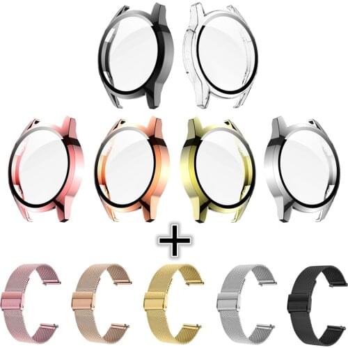 Metal Wrist Bracelet For Huawei Watch GT 2 42mm 46mm Band Strap With Case Hard PC Full Cover GT2 46/42mm Smart Watchband Correa