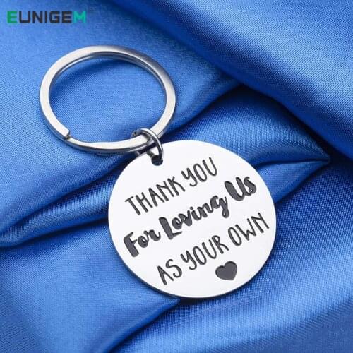 Fashion Key chains Stepparent Gifts for Step Mom Dad from Step Daughter Son for Birthday Gift Engraved Pendant Jewelry Gifts