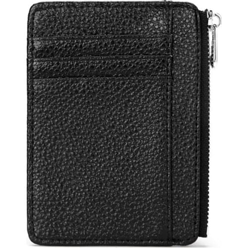 Fashion Multifunction Leather Card Holder Ultra-thin Zipper Change Bag Key Storage for Men Women