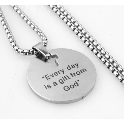 New Arrive Stainless Steel Rocky Smooth Card Mens Boys Daily Jewelry Pendant Necklace Free Box Link Chain 24inch Xmas Gift