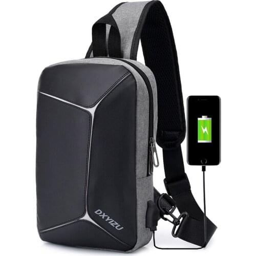 New Mens Chest Bag USB Charging Crossbody Bags Anti-theft Back Shoulder Bag Business Casual Waterproof Backpack