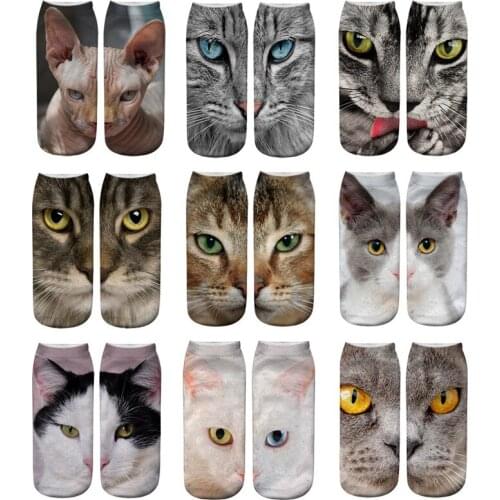 2021 Novelty 3D Cat Printed Socks Men Women Cartoon Cats Animals Funny Expression Cotton Printing Socks With Paws On The Foot
