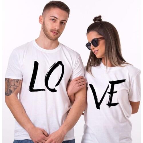2019 new casual T-shirt Casual Cotton Short Sleeve Tee shirts Print Matching Couple LOVE His and Hers Outfits Love T shirt
