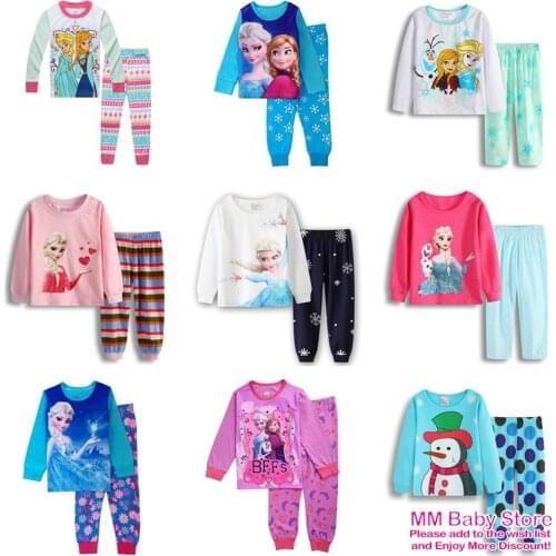 New Spring Summer Children Boys Girls Sleepwear Anna Elsa Nightwear Kids Homewear Cotton Pyjamas Baby Girls Pajamas Sets