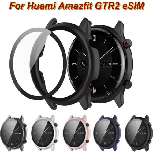 New PC Shell+Tempered Film Protector Case For Huami Amazfit GTR2 eSIM Glass Screen Anti-Scratch Protective Sleeve Accessorie