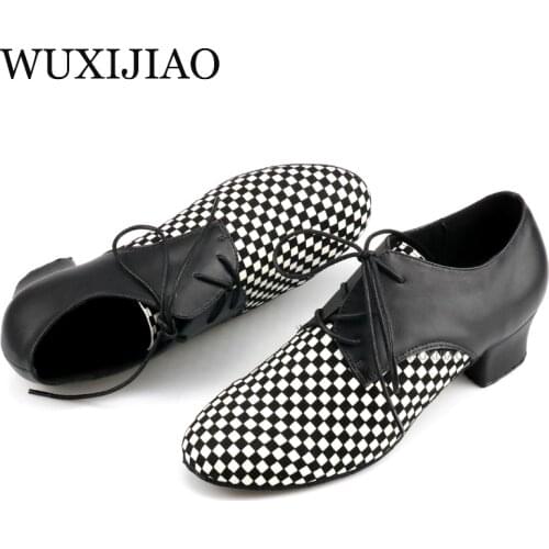 WUXIJIAO Mens PU leather Latin/ modern dance shoes Ballroom dancing shoes Party Square dance shoes