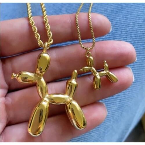 Newest Cute Balloon Dog Necklace Fashion Stainless Steel Pendant Jewelry Unisex For Gift Party