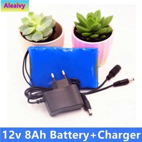 Portable Super 18650 Rechargeable Lithium Ion battery pack capacity DC 12 V 8000 Mah CCTV Cam Monitor+battery charger 12v