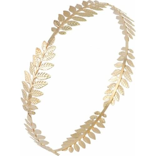 Baroque Gold Metal Greek Leaf Hairbands for Women Bohemian Big Round Crown Tiaras Bridal Wedding Party Jewelry Hair Accessories