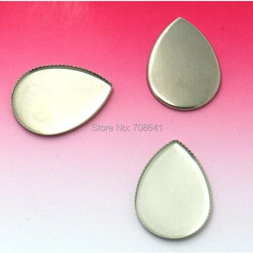 18x25mm Blank Stainless Steel teardrop Bezel Pad tray Bases Settings Cabochon Connector Findings for Floating Charm Lockets