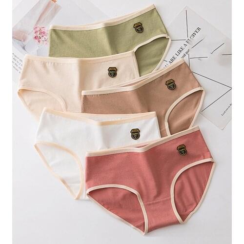 Plus Size Lingerie Women Cotton Panties Breathable Soft Stretch Underpants Low Waist Briefs Female Underwear Solid Knickers 2XL