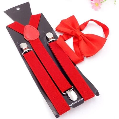 YSMILE Y New Arrive Adjust 3Clips-on Suspenders Unisex Bow Tie Set Adult Elastic Y-Back Braces For Men Women Wedding Performance