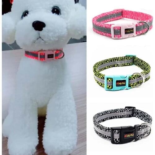 Adjustable Reflective Knit Breathable Pet Collar Dog Collar Puppy Dogs Necklace Pet Puppies Outdoor Product Pink/ Black/ Green