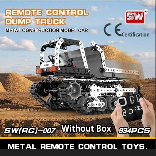 DIY Stainless Steel Assembled SW (RC) 007 Tracked Dump Truck 2.4G Remote Control 10 Channels Puzzle Building Block Toy