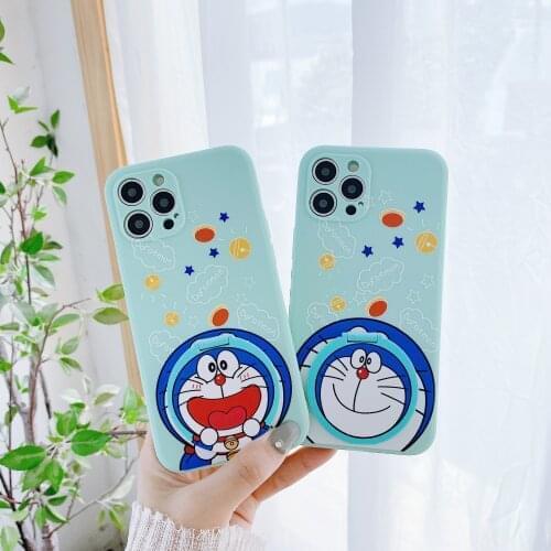 Cartoon Cat Stand Lanyard Sotf Silicone Funda Phone Case Cover for Samsung S21 Ultra S21 S10 Note 10 Lite M62 F62 J4 Plus J3 J5