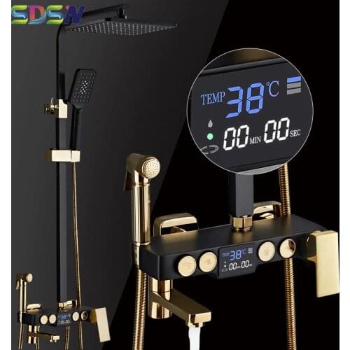 SDSN Bathroom Faucet Shower Set Digital Shower Faucet Intelligent Display Shower System Hot and Cold Bath Faucet Shower System