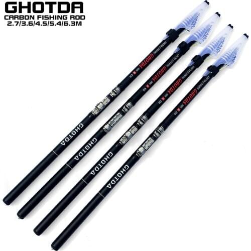 Carbon Fiber Telescopic Fishing Rod 2.7M 3.6M 4.5M 5.4M 6.3M Removable Guide Ring Rock Fishing Rod