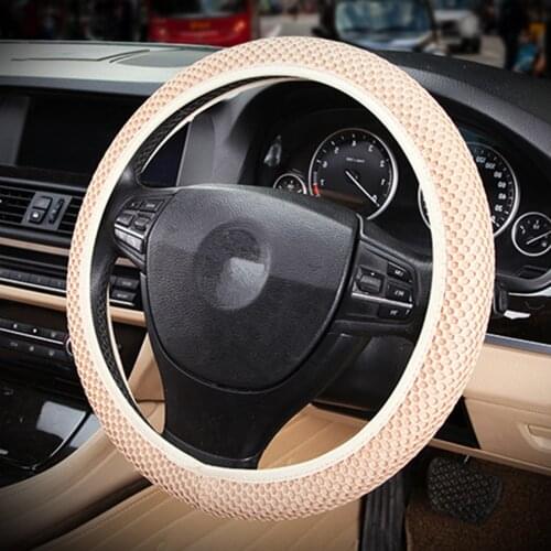 Universal 15'' Car Steering Wheel Cover Flax Cloth Auto Anti-Slip Sweat Breathable Anti-Slip Warm in Winter and Cool in Summer