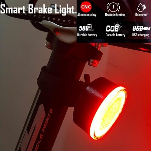 Bicycle Taillights USB Rechargeable Bike Rear Light Led Smart Auto Brake Sensing Light Waterproof Safety Warning Cycling Light